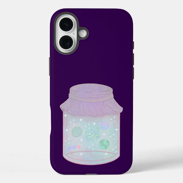 Galaxy Cat in a Jar | Kawaii Space Cat Art Case-Mate iPhone Case (Back)
