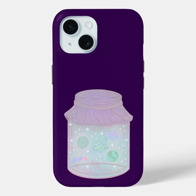 Galaxy Cat in a Jar | Kawaii Space Cat Art Case-Mate iPhone Case (Back)