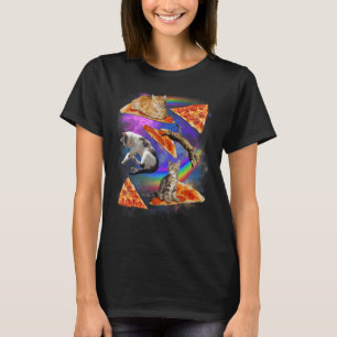 Galaxy Cat In Space Cat Riding Pizza 1 T-Shirt