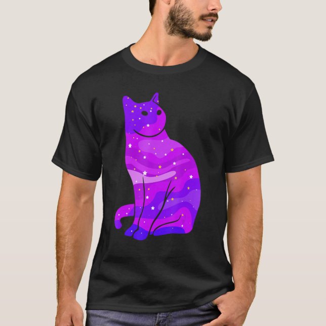 Galaxy Cat Outer Space Cat Universe T-Shirt (Front)