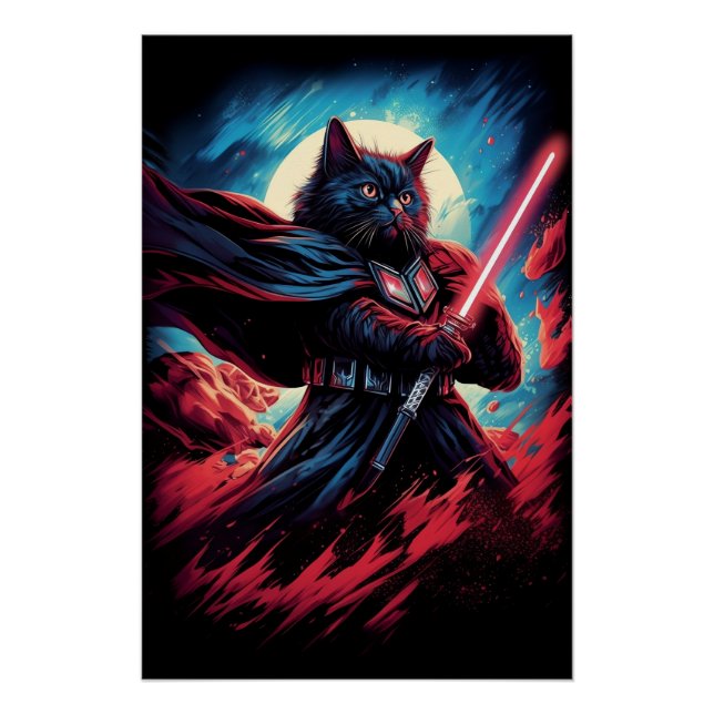 Galaxy Cat Swordsman Poster (Front)