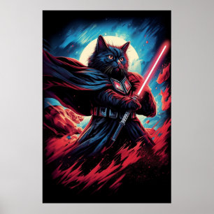 Galaxy Cat Swordsman Poster