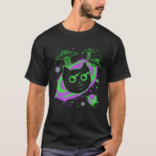 Galaxy Cat UFO Cat With Laser Eyes Space Alien Gr T-Shirt