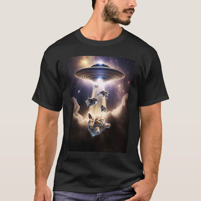 Galaxy Cats  UFO Alien T-Shirt (Front)