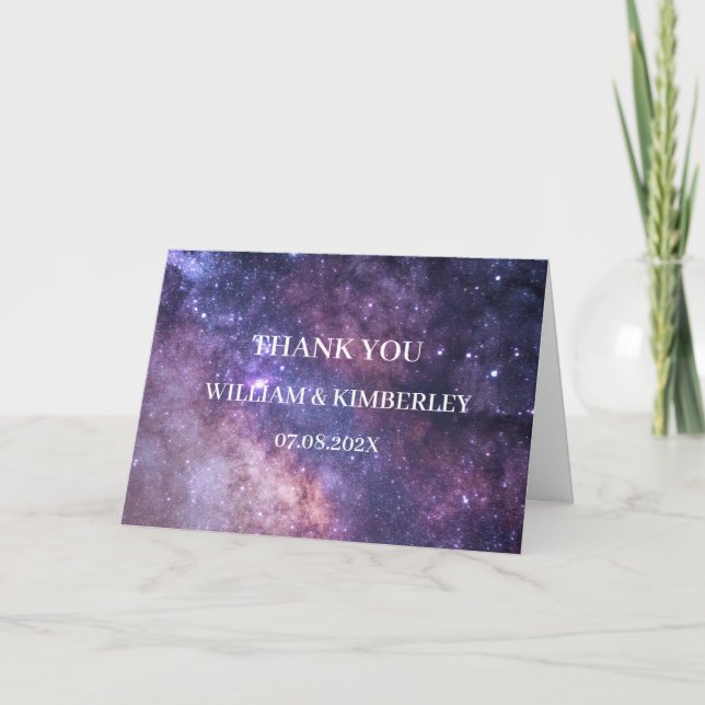 Galaxy Celestial Consellation Sky Elegant Wedding  Thank You Card (Front)