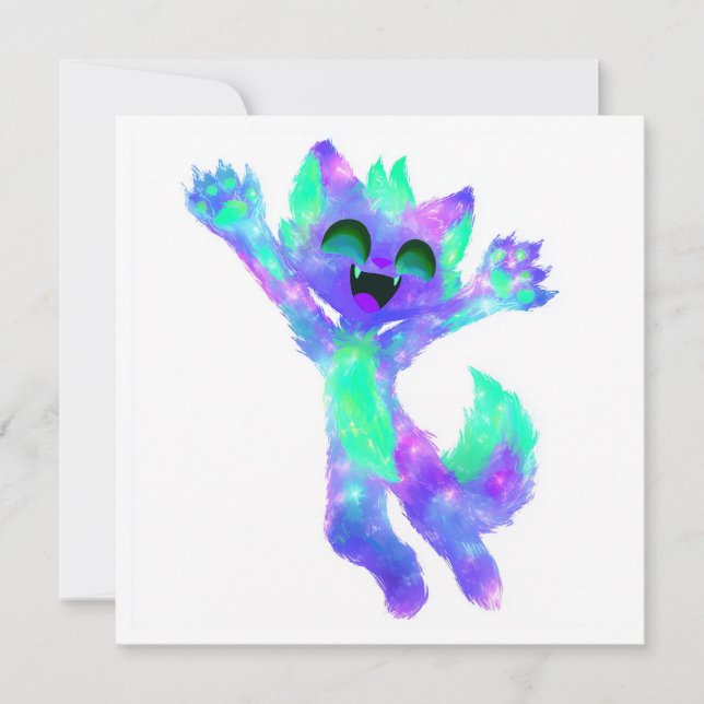 Galaxy Chibi Cat Party Invitation (Front)