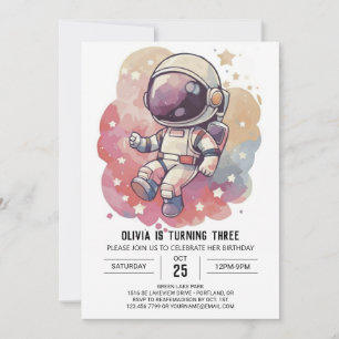 Galaxy Chic Journey Astronaut Birthday Invitation