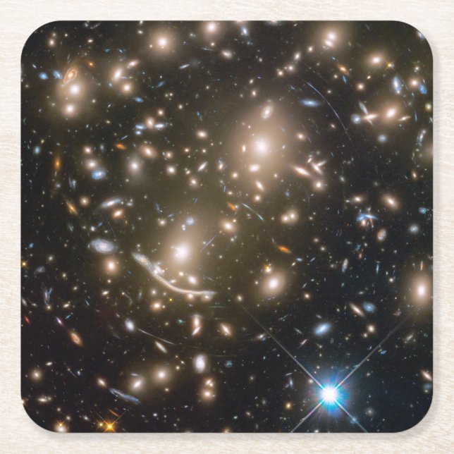Galaxy Cluster Abell 370 Square Paper Coaster (Front)