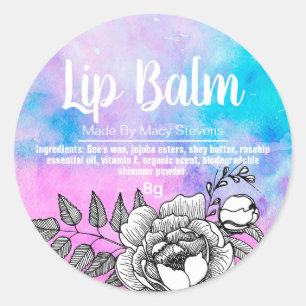 Galaxy Coloured White Line Art Lip Balm Pot Labels