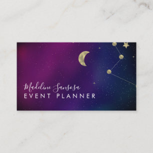 Galaxy Constellation Gold Star Moon Business Card