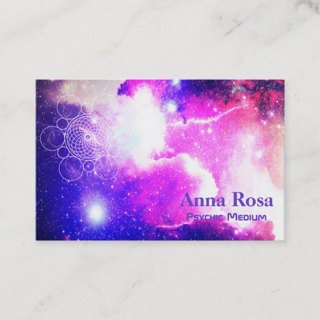 *~* Galaxy Cosmic Sacred Geometry Nebula Business Card (Front)