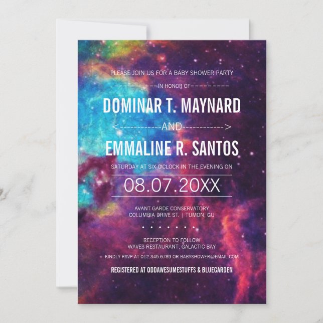 Galaxy Couple Baby Shower Photo Invite (Front)