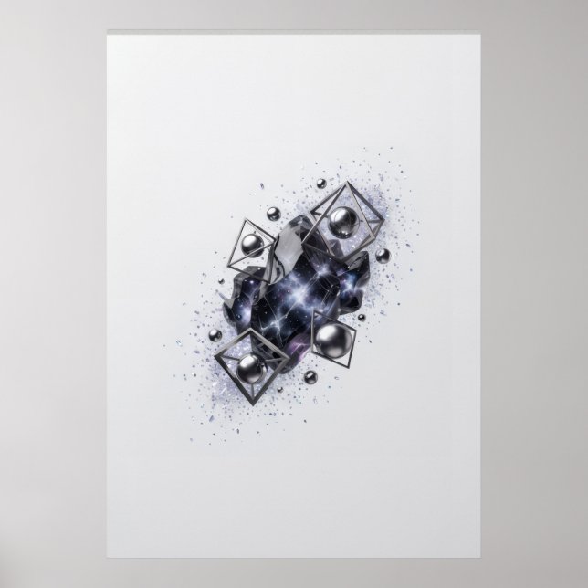 Galaxy Crystal Cluster Geometric Poster (Front)