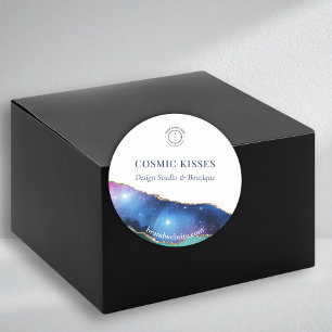 Galaxy Crystal Geode Business Logo Name Website Classic Round Sticker