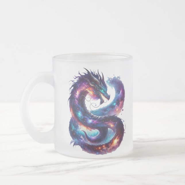  Galaxy Dragon Enamel Mug, Camping Drinkware,Water Frosted Glass Coffee Mug (Left)