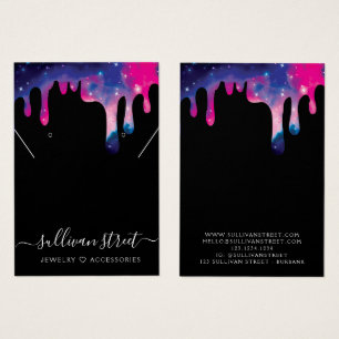 Galaxy Drip Earrings Necklace Display Card