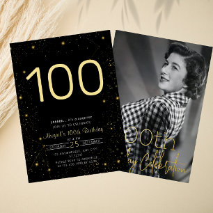 Galaxy Elegant Photo Black Gold Birthday Party