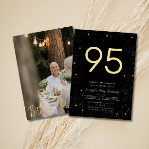 Galaxy Elegant Photo Black Gold Birthday Party