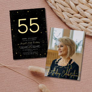 Galaxy Elegant Photo Black Gold Birthday Party