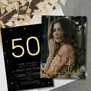 Galaxy Elegant Photo Black Gold Birthday Party
