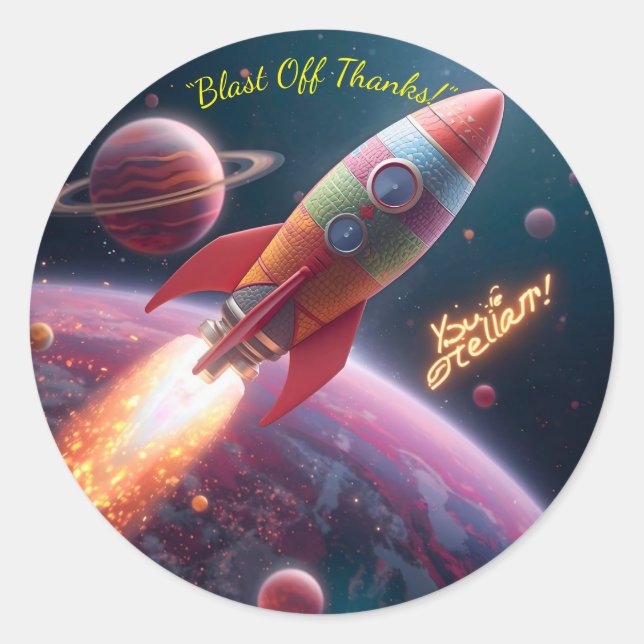 Galaxy Explorers – Out of This World Thank You Sti Classic Round Sticker (Front)