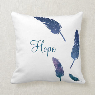 Galaxy feathers with hope word on it cushion