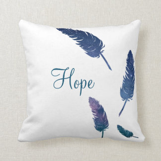 Galaxy feathers with hope word on it cushion