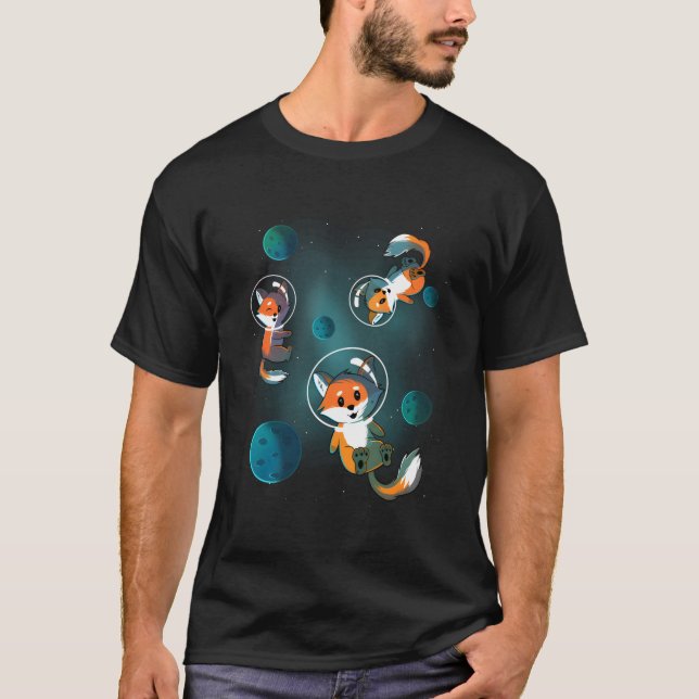 Galaxy Fox Foxes Space Stars Christmas Birthday Gi T-Shirt (Front)