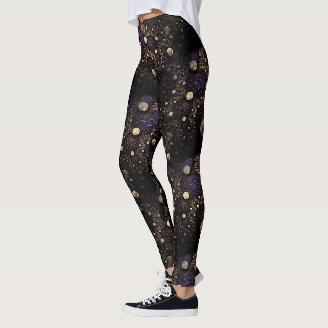 Galaxy Fractal Moons Pattern Leggings (Left)
