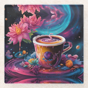 Galaxy Garden Coffee Art Glass Coaster