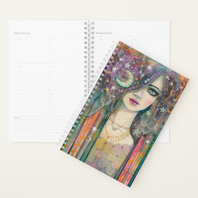 Galaxy Girl Bohemian Style Girl by Molly Harrison Planner (Display)