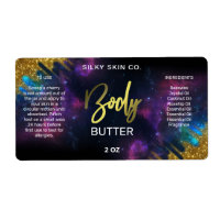 Galaxy Glitter Black And Gold Body Butter Labels