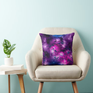 Galaxy Glow   Cosmic Blue Purple and Pink Marble Cushion