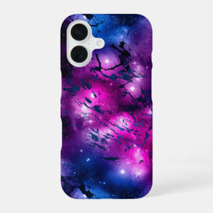 Galaxy Glow   Cosmic Blue Purple and Pink Marble iPhone 16 Case