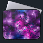 Galaxy Glow | Cosmic Blue Purple and Pink Marble Laptop Sleeve<br><div class="desc">Dark faux metallic foil neon glow marbling on a sophisticated abstract cosmic galaxy watercolor in a deep jewel tone turquoise blue, fuchsia pink, and purple violet elegant unicorn-inspired ombre palette. From the "Cosmic Marble" collection, this feminine fluid texture features a trendy iridescent sparkly sheen adds the a pop of color...</div>