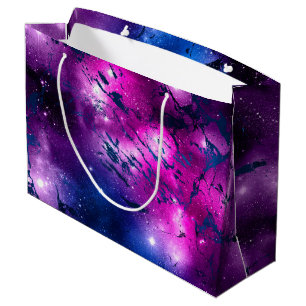 Galaxy Glow Cosmic Blue Purple and Pink Marble Large Gift Bag