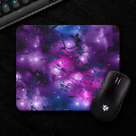 Galaxy Glow | Cosmic Blue Purple and Pink Marble Mouse Mat<br><div class="desc">Dark faux metallic foil neon glow marbling on a sophisticated abstract cosmic galaxy watercolor in a deep jewel tone turquoise blue, fuchsia pink, and purple violet elegant unicorn-inspired ombre palette. From the "Cosmic Marble" collection, this feminine fluid texture features a trendy iridescent sparkly sheen adds the a pop of colour...</div>