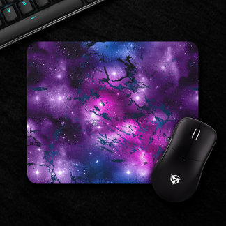 Galaxy Glow | Cosmic Blue Purple and Pink Marble Mouse Mat