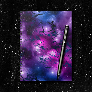 Galaxy Glow   Cosmic Blue Purple and Pink Marble Notebook
