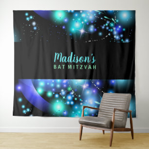 GALAXY GLOWING STARS Bat Mitzvah Backdrop Tapestry