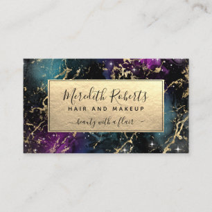 Galaxy Gold Elegant Hair and Makeup Business Card