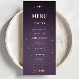 Galaxy Gold Moon Celestial Wedding Dinner Menu