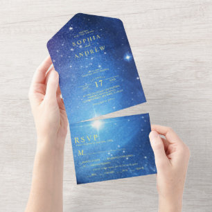 Galaxy & Gold Wedding All In One Invitation