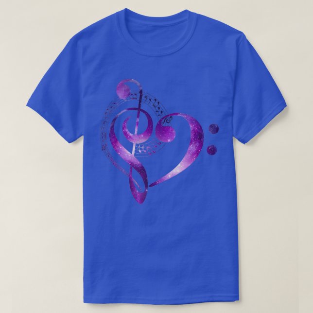 Galaxy Heart Music Treble Clef Bass Clef 2  T-Shirt (Design Front)