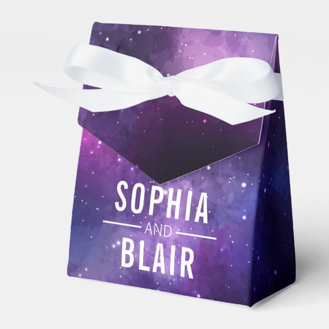 Galaxy Hearts Constellation Wedding Personalised Favour Box (Front Side)