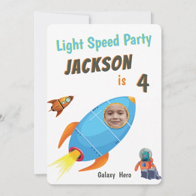 Galaxy Hero Astronaut Photo Template Birthday (Front)