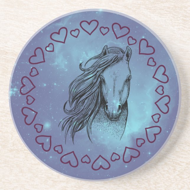Galaxy Horse & Hearts  Coaster (Front)