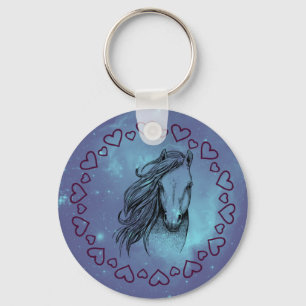 Galaxy Horse & Hearts  Key Ring
