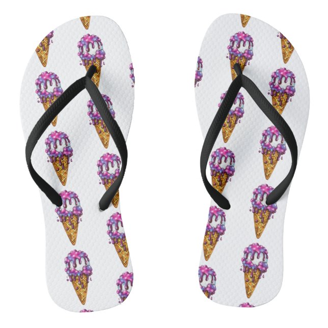Galaxy Ice Cream Cone Flip Flops (Footbed)