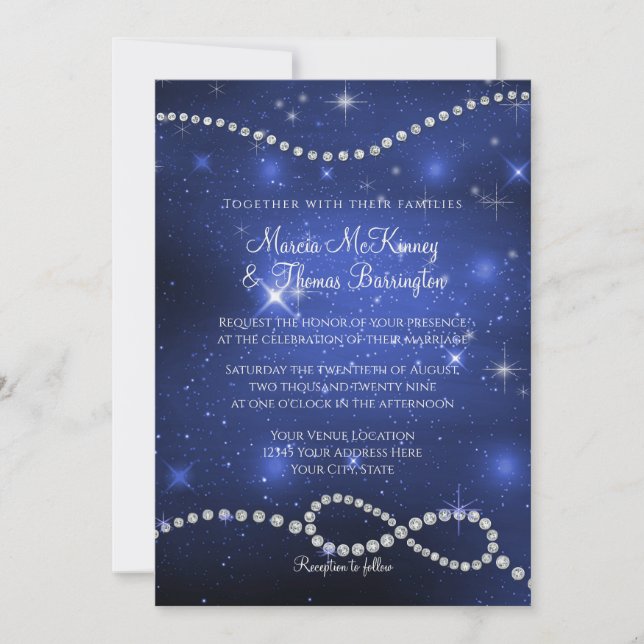 Galaxy Infinity Symbol Navy Love Twinkling Stars I Invitation (Front)